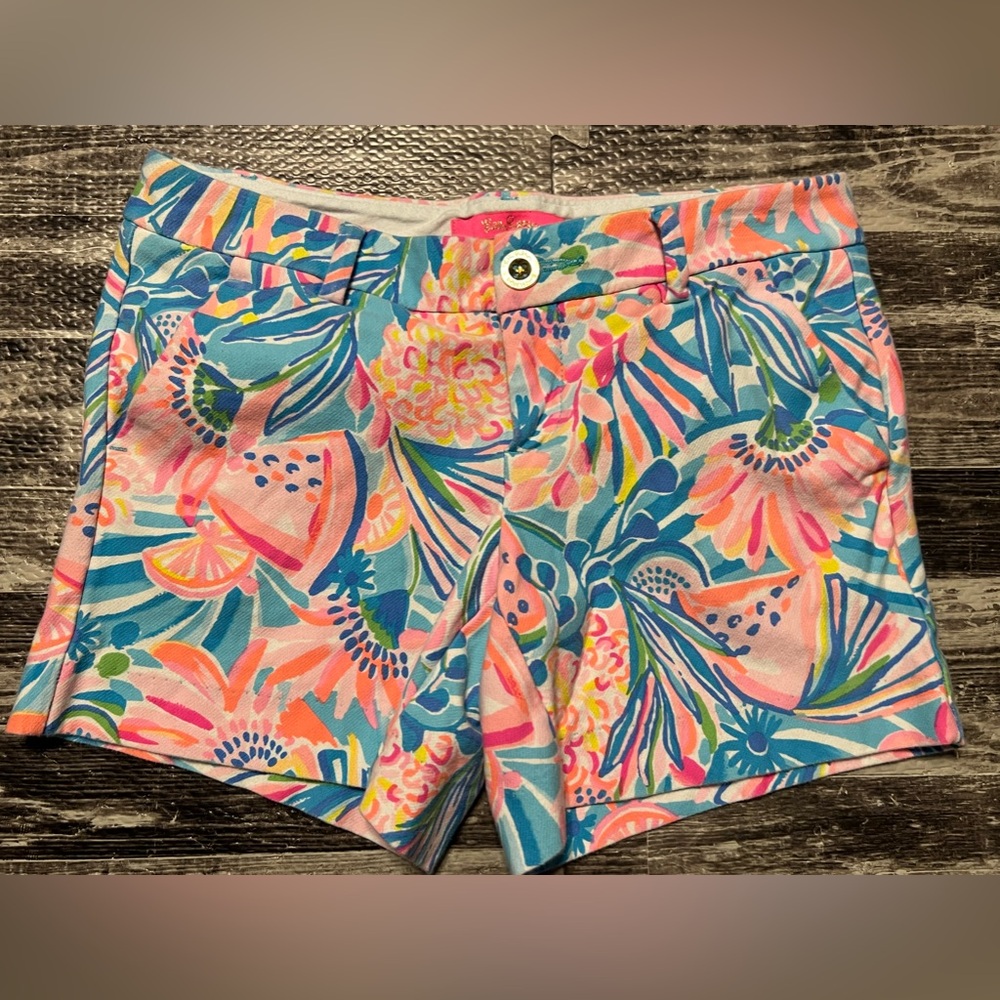 Lilly Pulitzer Size 0 Multicolor Tropical Print‎ Callahan Shorts Preppy Summer